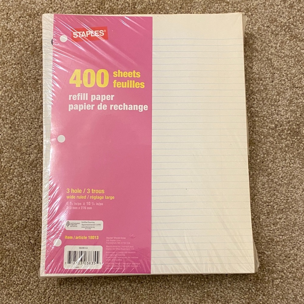 *Free add on*Staples Refill Paper 400 Sheets